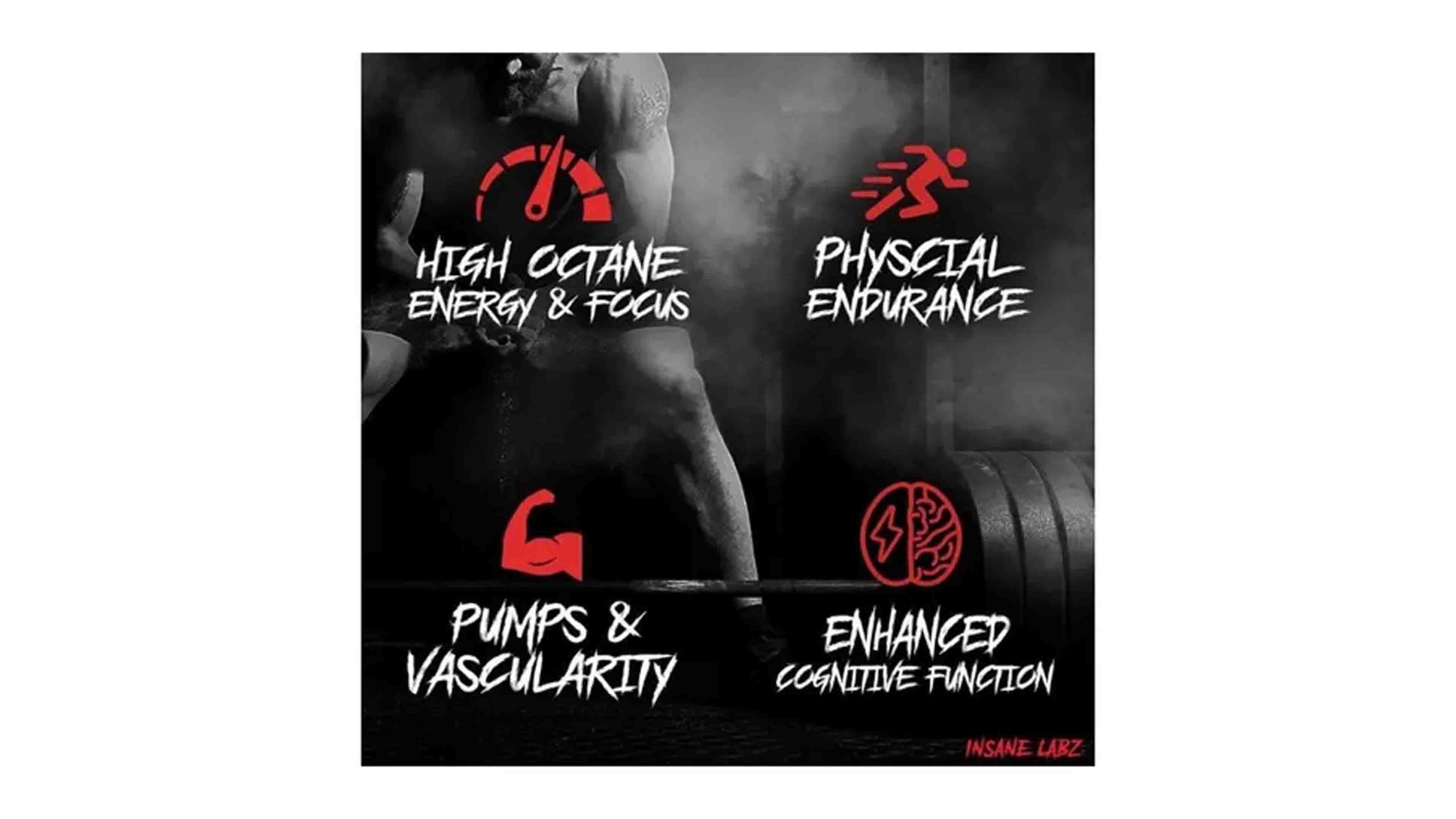 Pre Entreno Psychotic Insane Labz Energía 35 servicios sabor Manzana  