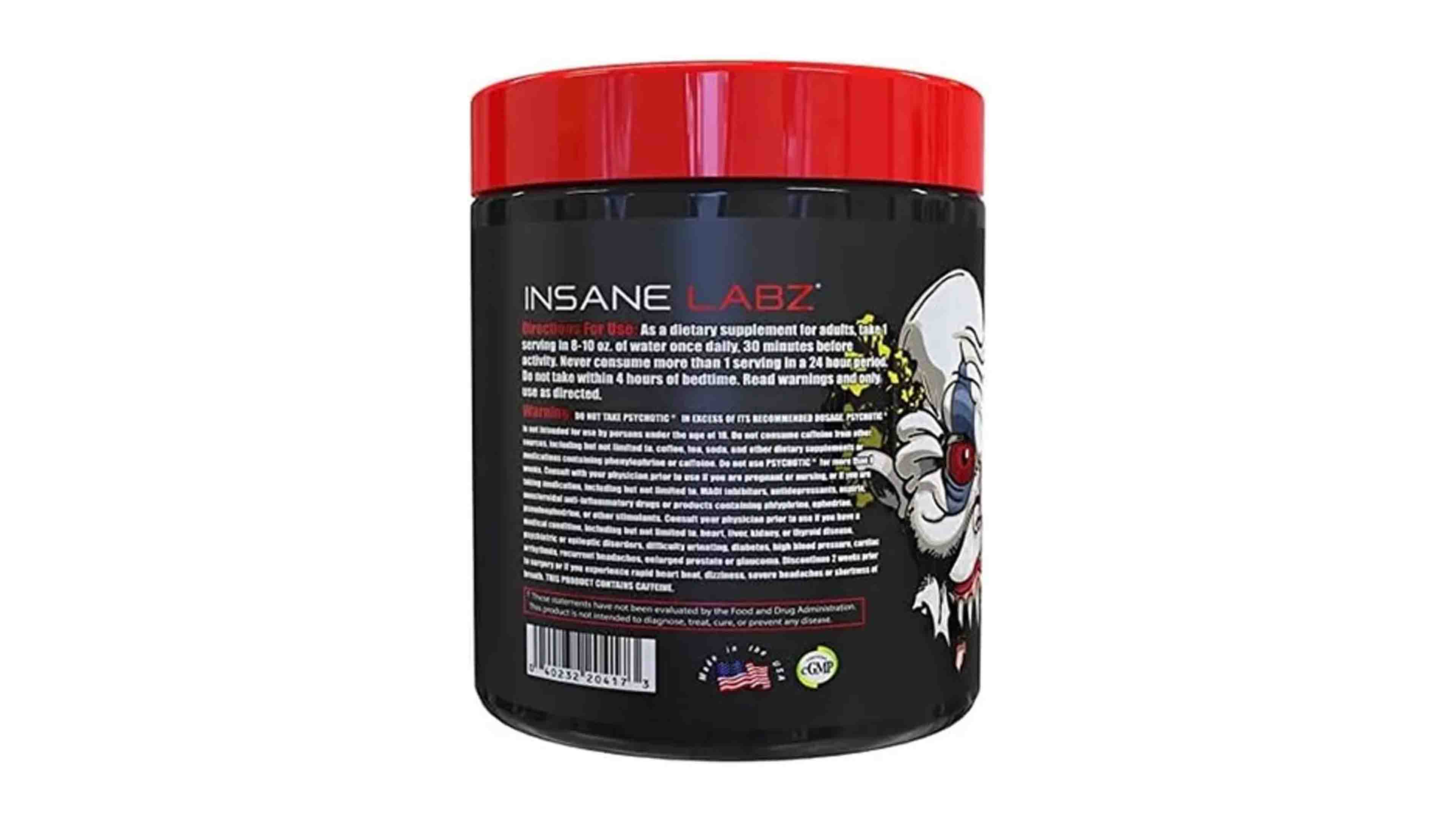 Pre Entreno Psychotic Insane Labz Energía 35 servicios sabor Manzana  