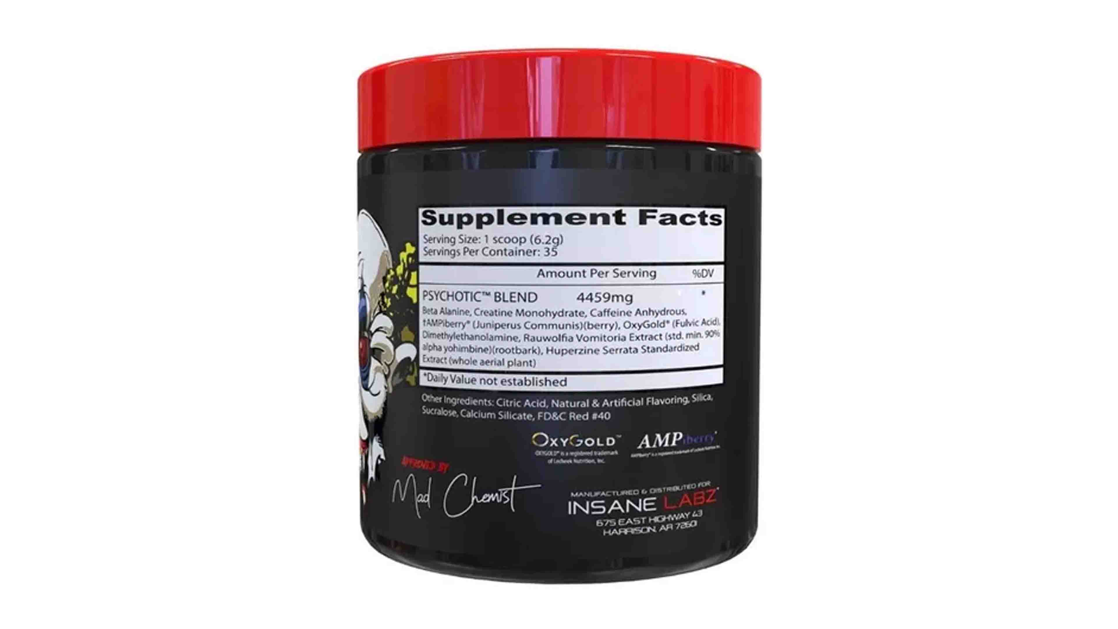 Pre Entreno Psychotic Insane Labz Energía 35 servicios sabor Blue RapsBerry