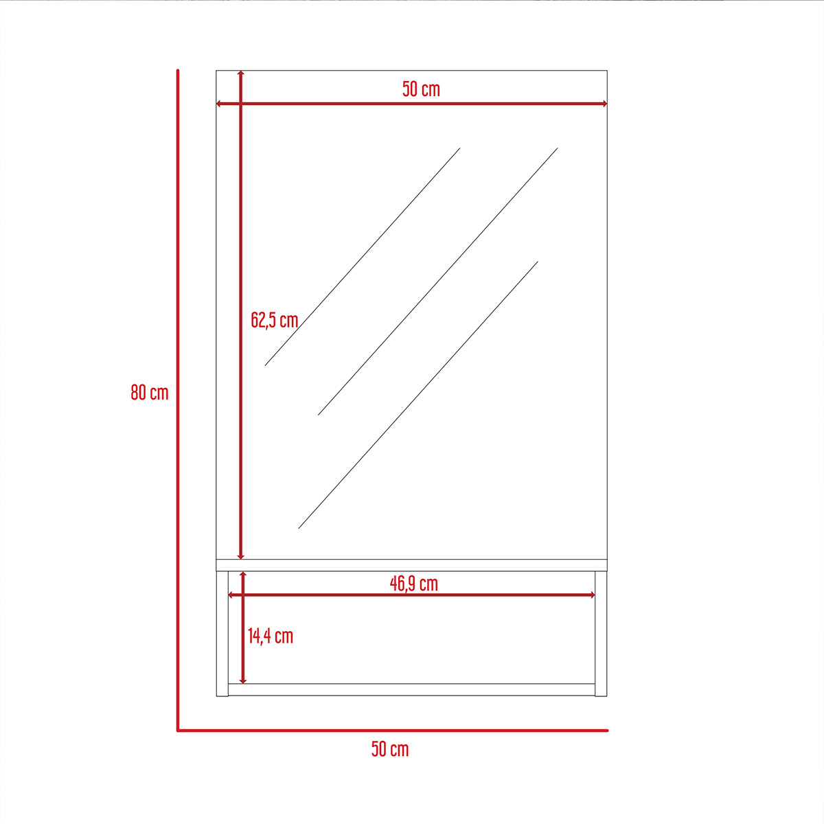 ESPEJO DE BAÑO CON REPISA ARMABLE MODELO BOLTON