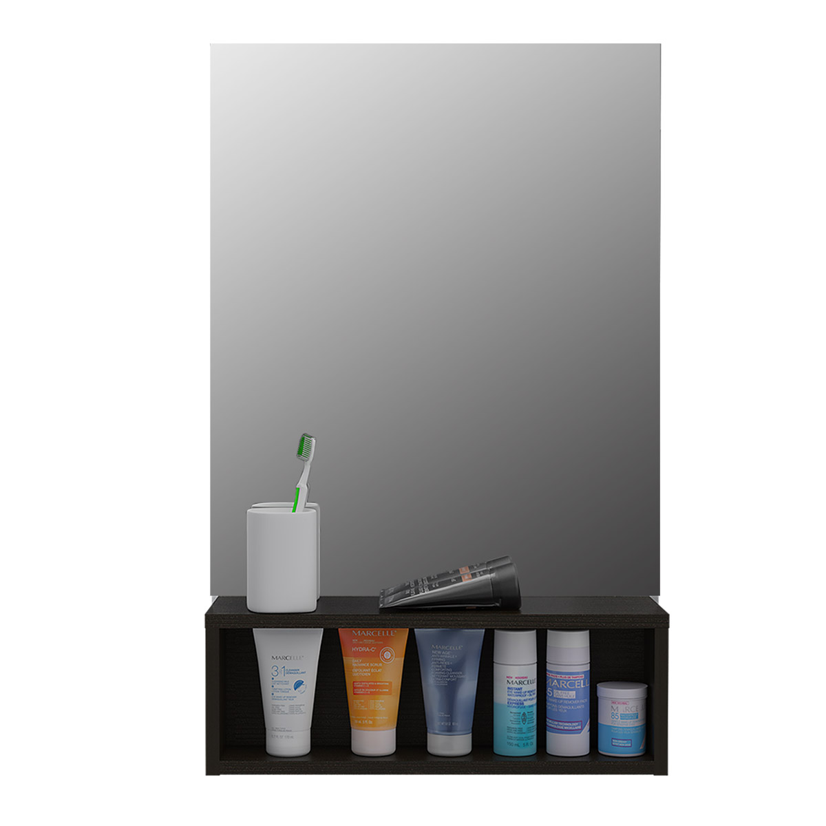 ESPEJO DE BAÑO CON REPISA ARMABLE MODELO BOLTON