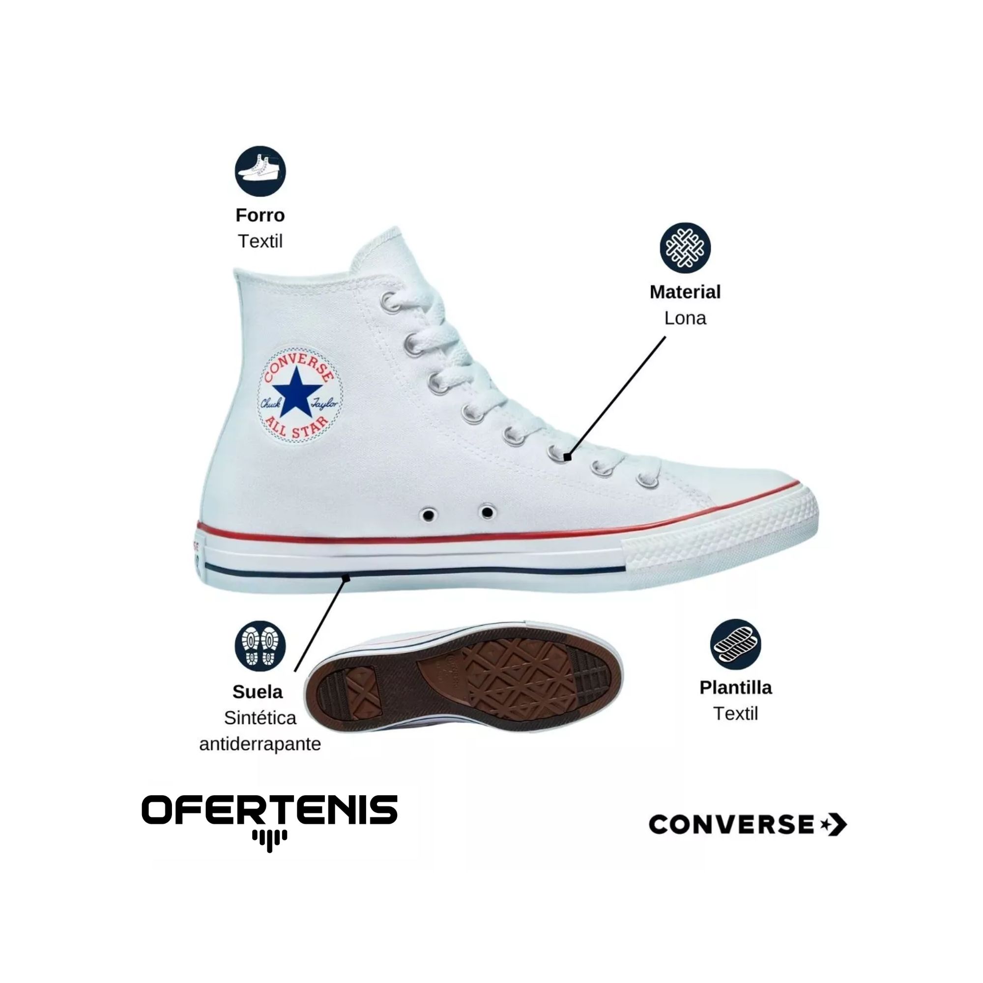 Tenis Converse Chuck Taylor Bota Clásicos Unisex Originales M7650