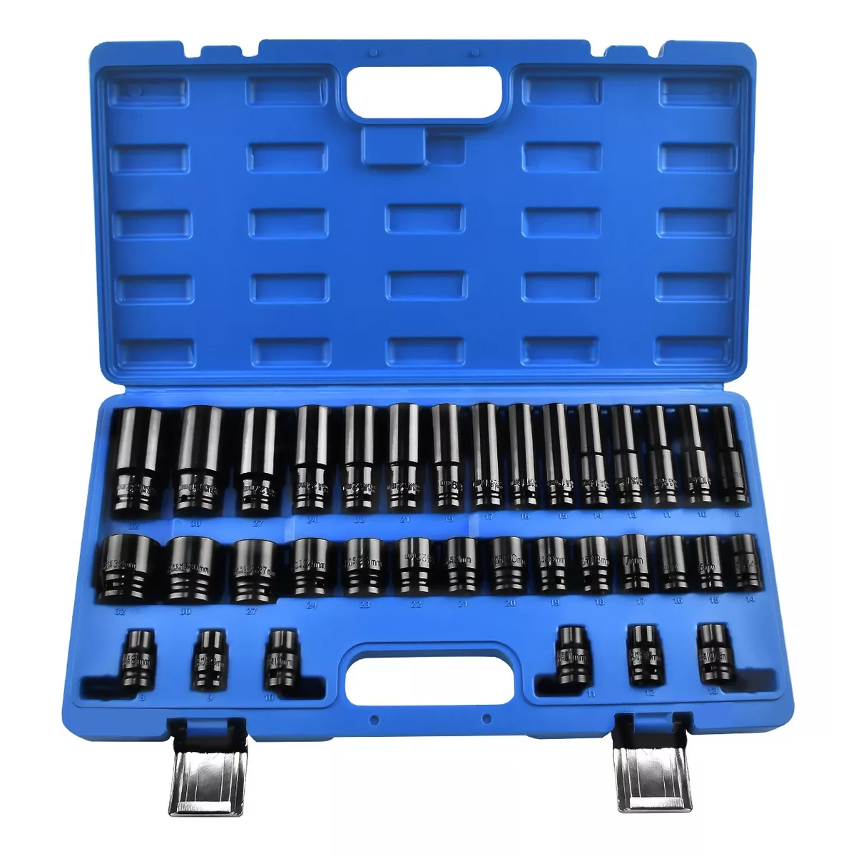 Juego De Dados Alto Impacto De Aire De 1/2 35 Piezas  Estuche Azul
