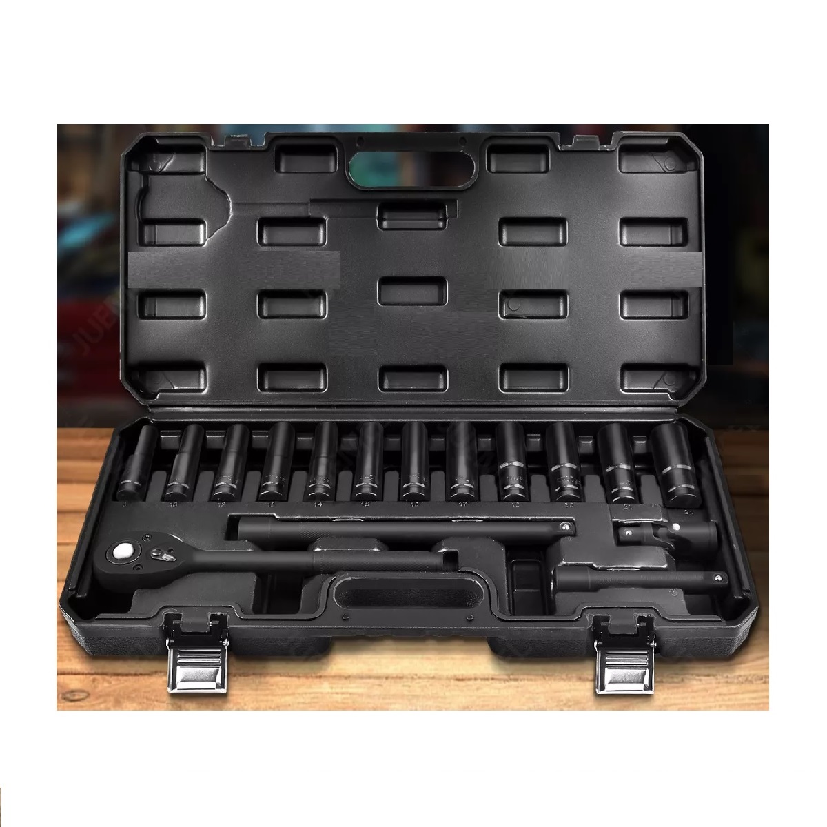 Juego De Dados Alto Impacto De Aire De 1/2 16 Piezas Negro