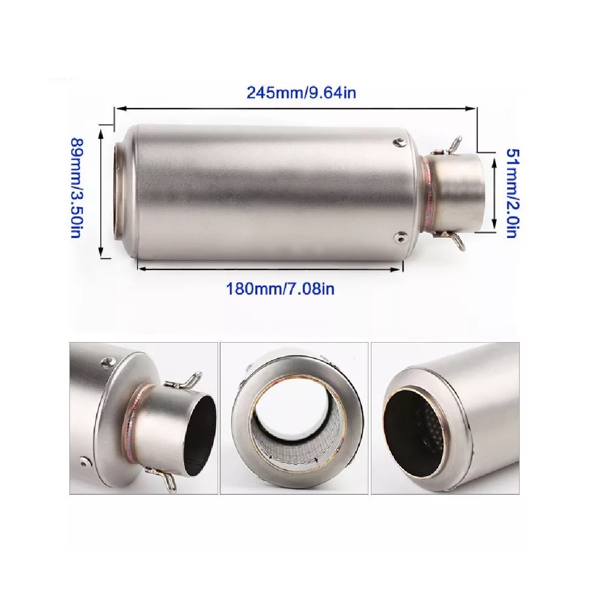 Escape De Moto Deportivo 51 Mm De Acero Inoxidable Universal Multicolor