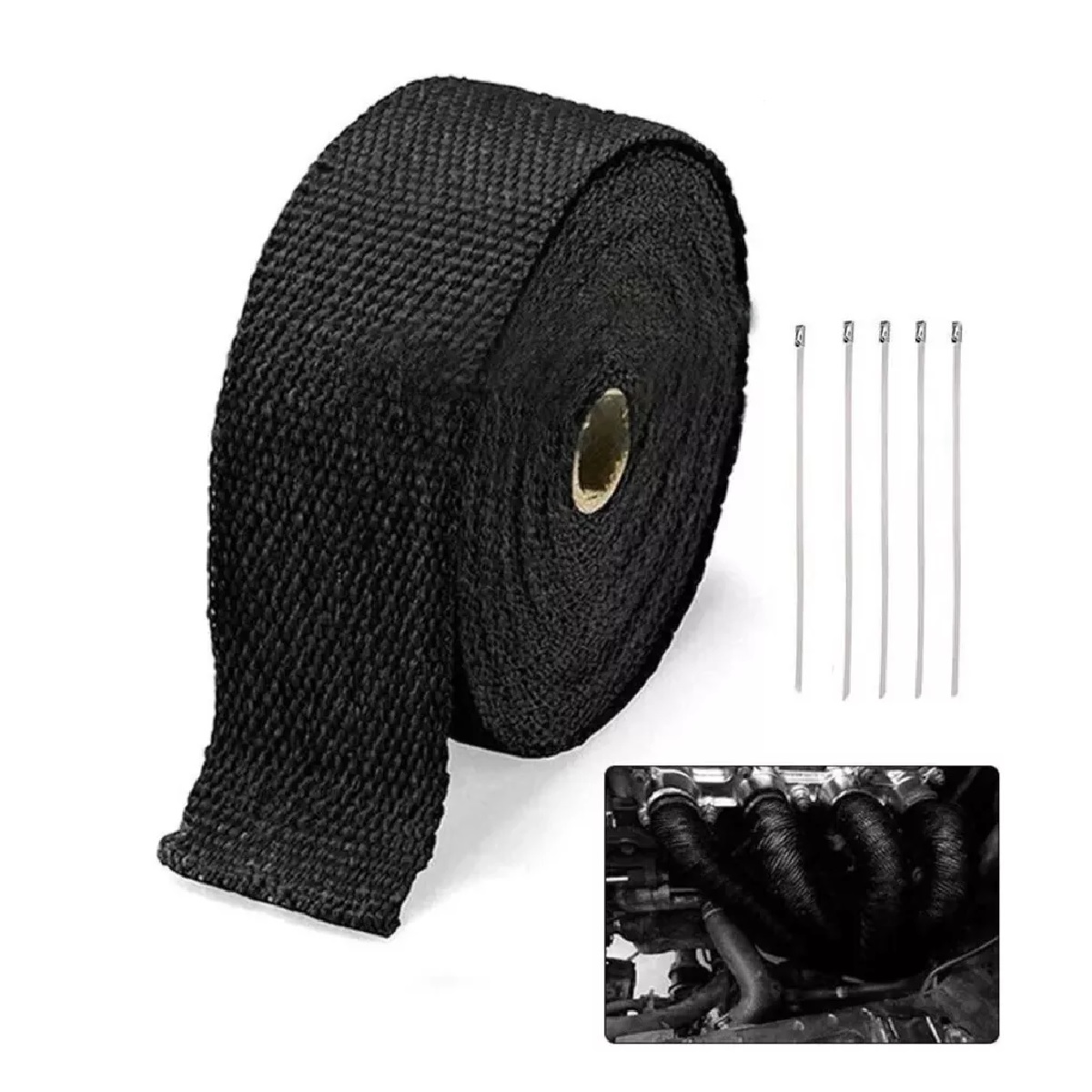 Cinta Termica Escape Moto Anti Quemadura Decorativa 5m Negro