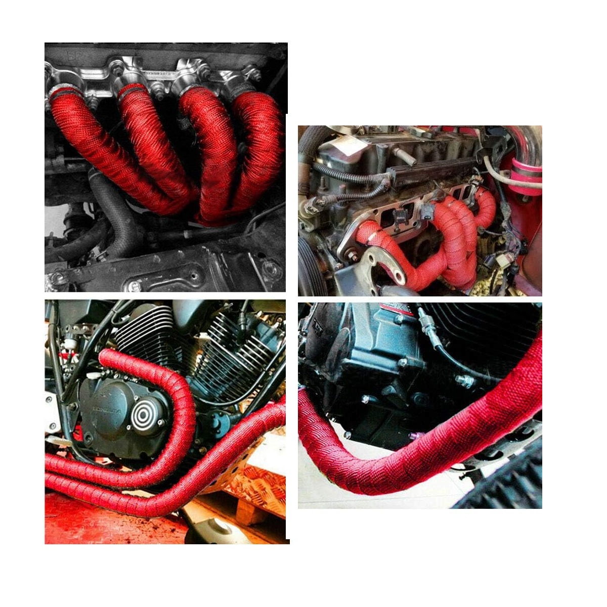 Cinta Térmica Escape Moto Headers 5mx2.5cm Alta Temperatura Rojo