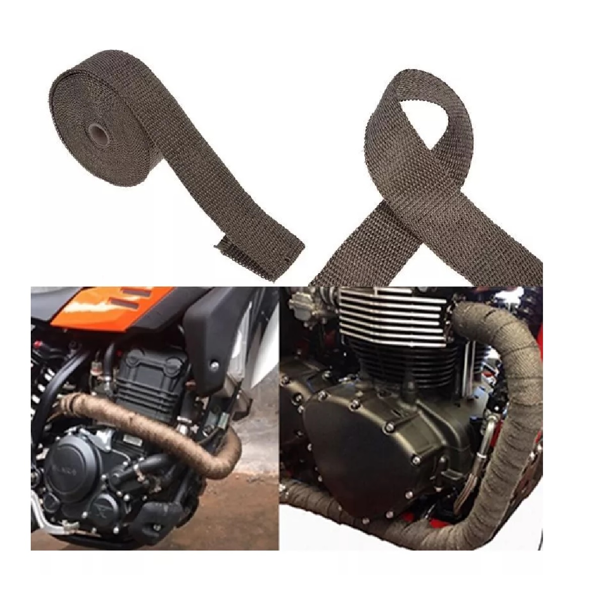 Cinta Térmica Escape Moto Headers 5mx2.5cm Alta Temperatura Titanio