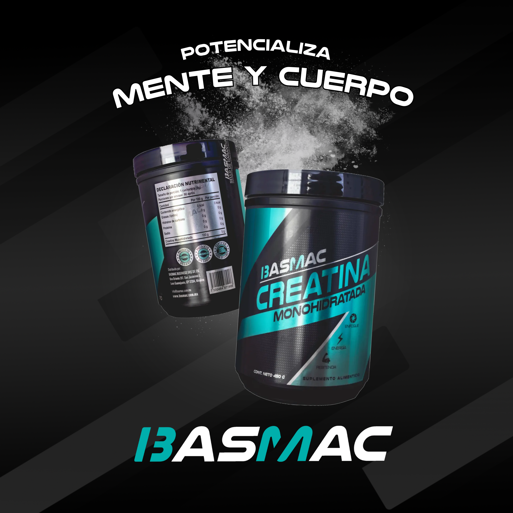 BASMAC Creatina de Alta Pureza sin Sabor | 450g | 90 Porciones