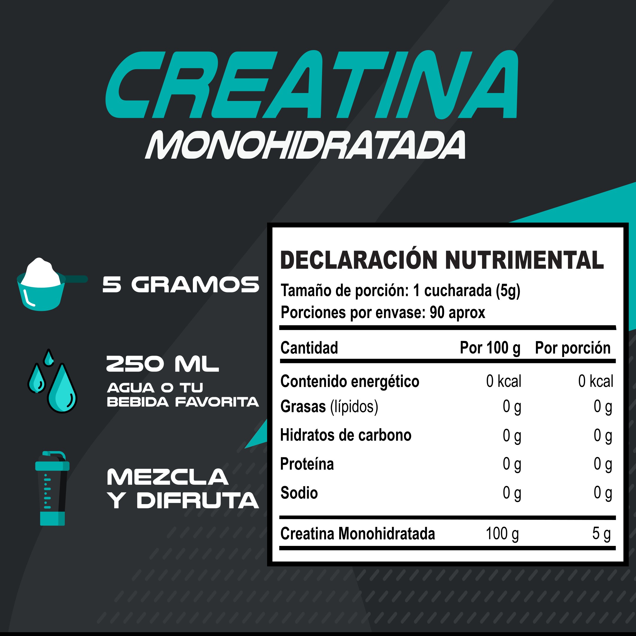 BASMAC Creatina de Alta Pureza sin Sabor | 450g | 90 Porciones