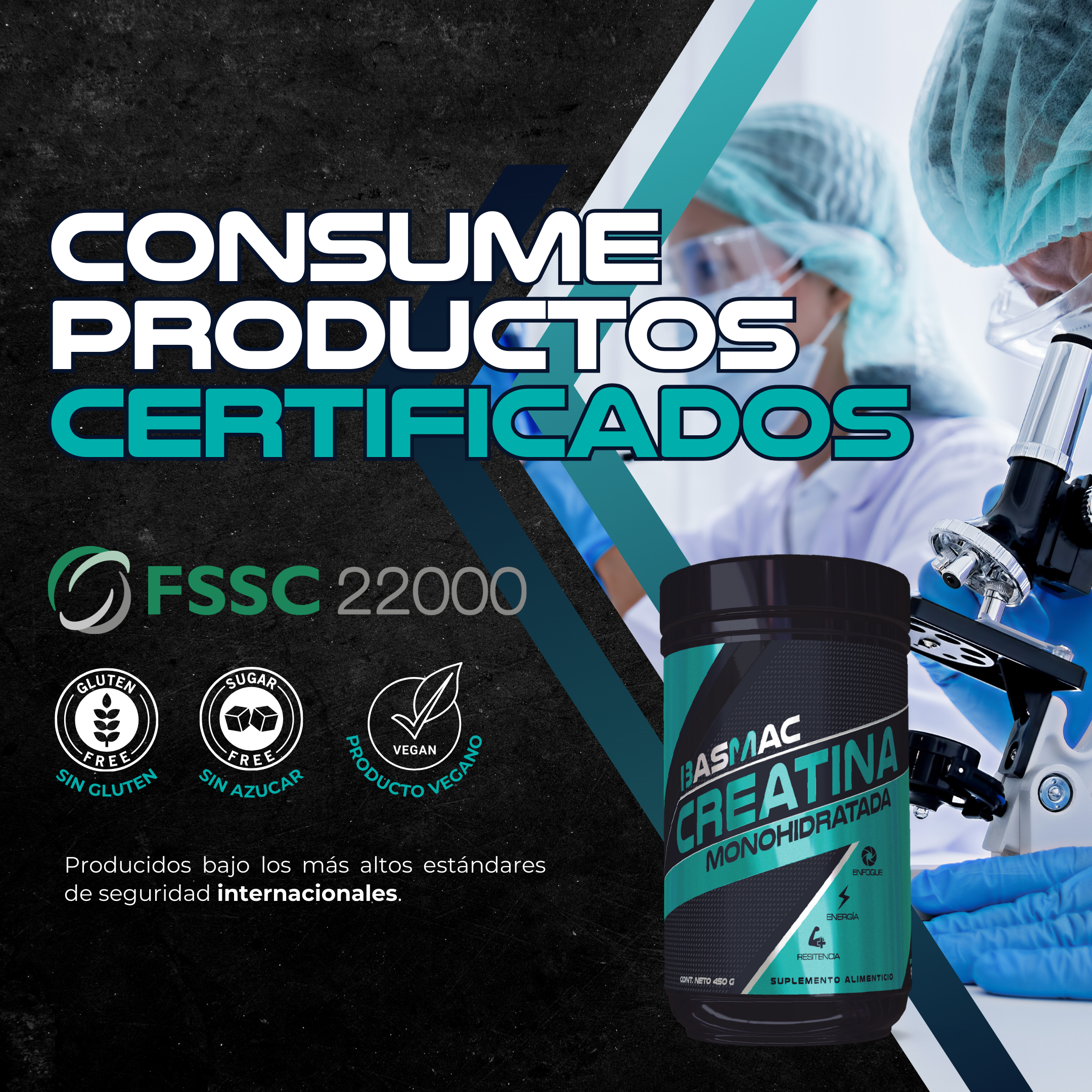BASMAC Creatina de Alta Pureza sin Sabor | 450g | 90 Porciones