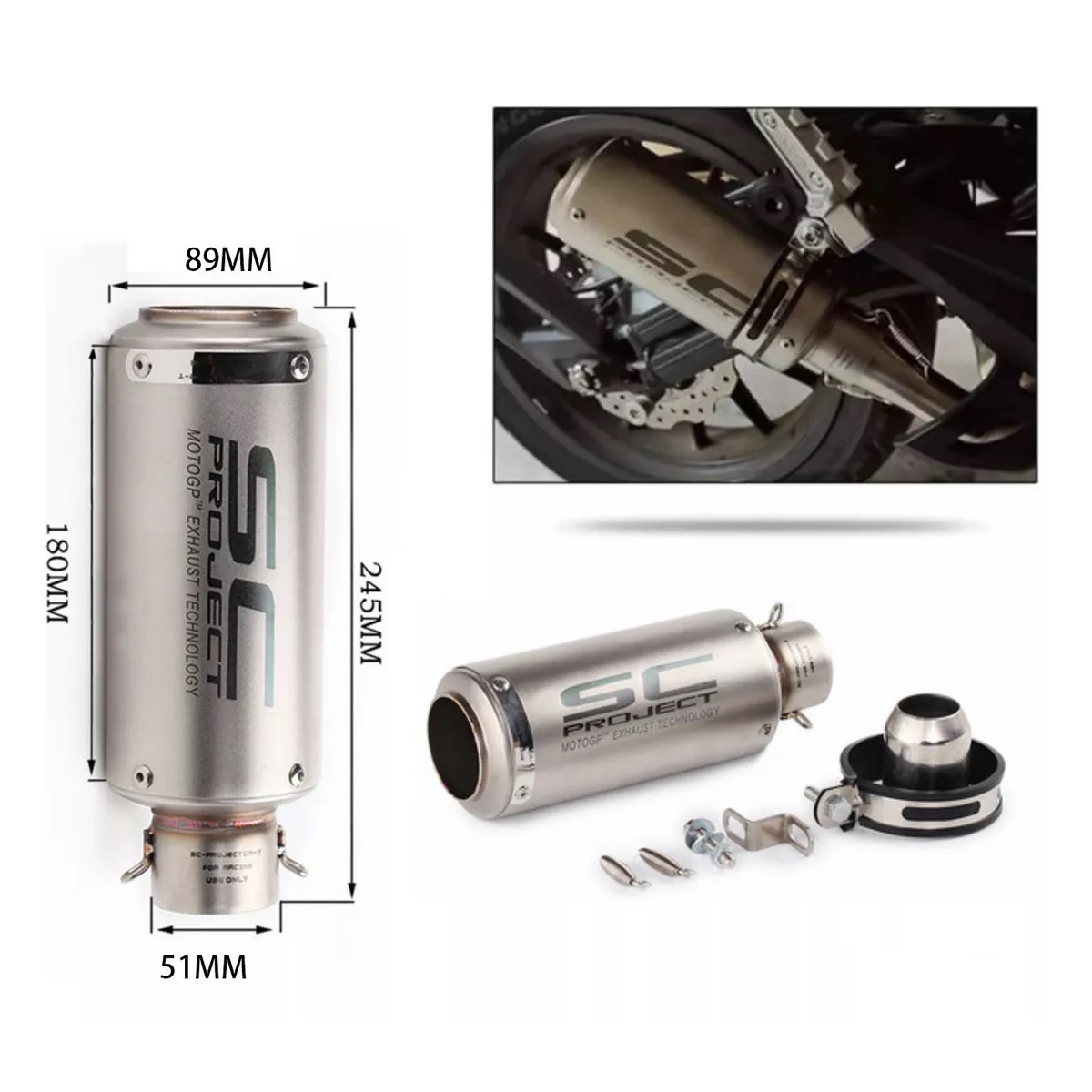 Silenciador De Tubo De Escape Universal Para Motocicleta