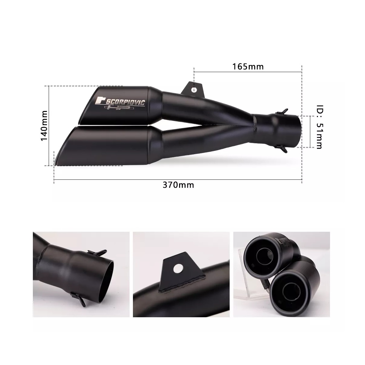 Escape Moto Deportivo Y Silenciador Acero Inoxidable 51mm Negro