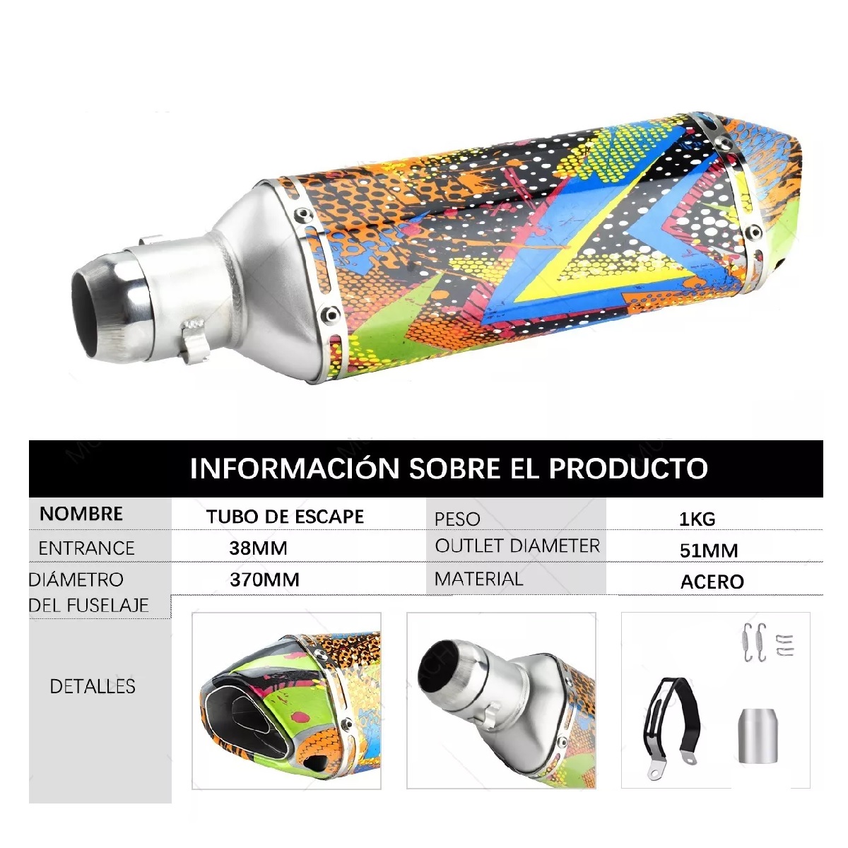 Escape Silenciador Deportivo P/moto Estilo Pintado Colorido