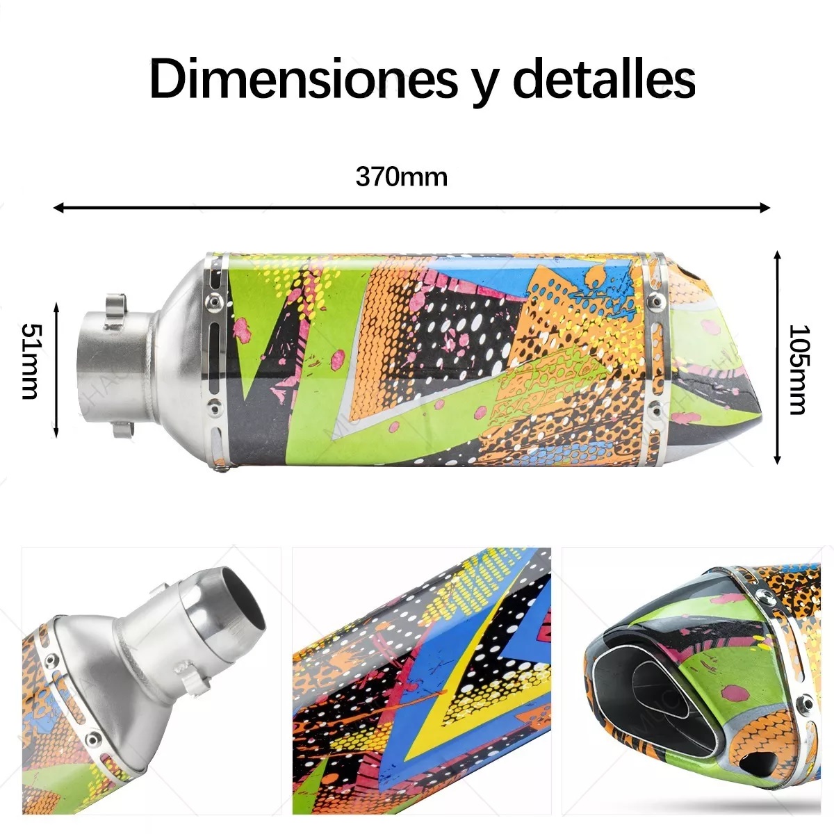Escape Silenciador Deportivo P/moto Estilo Pintado Colorido