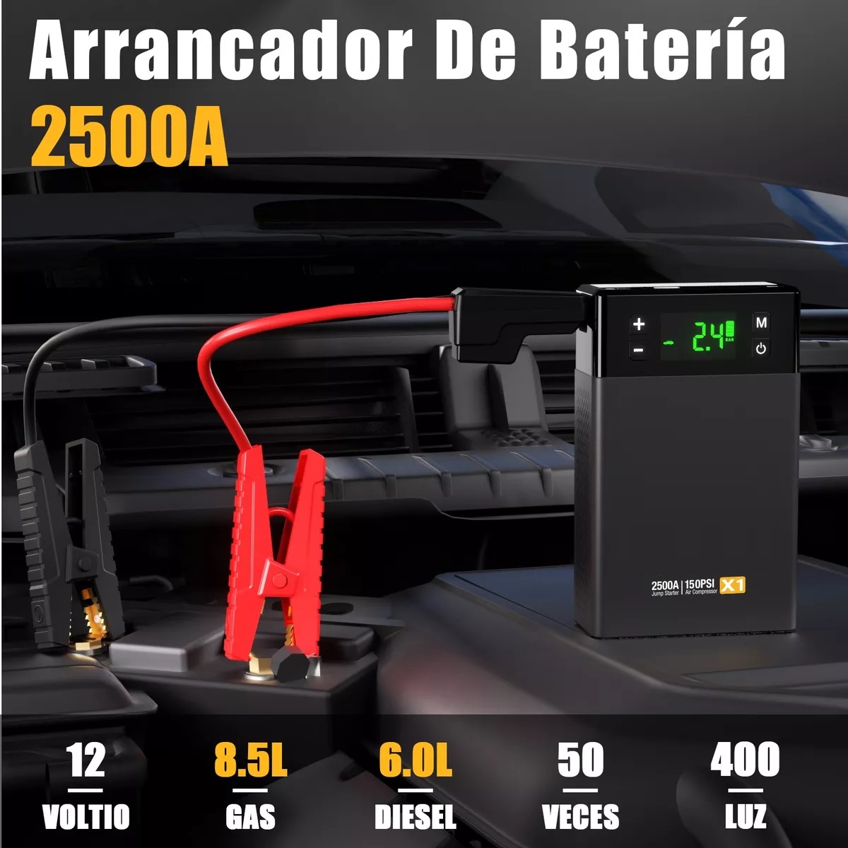Arrancador De Batería X1 Portátil Compresor Inflador