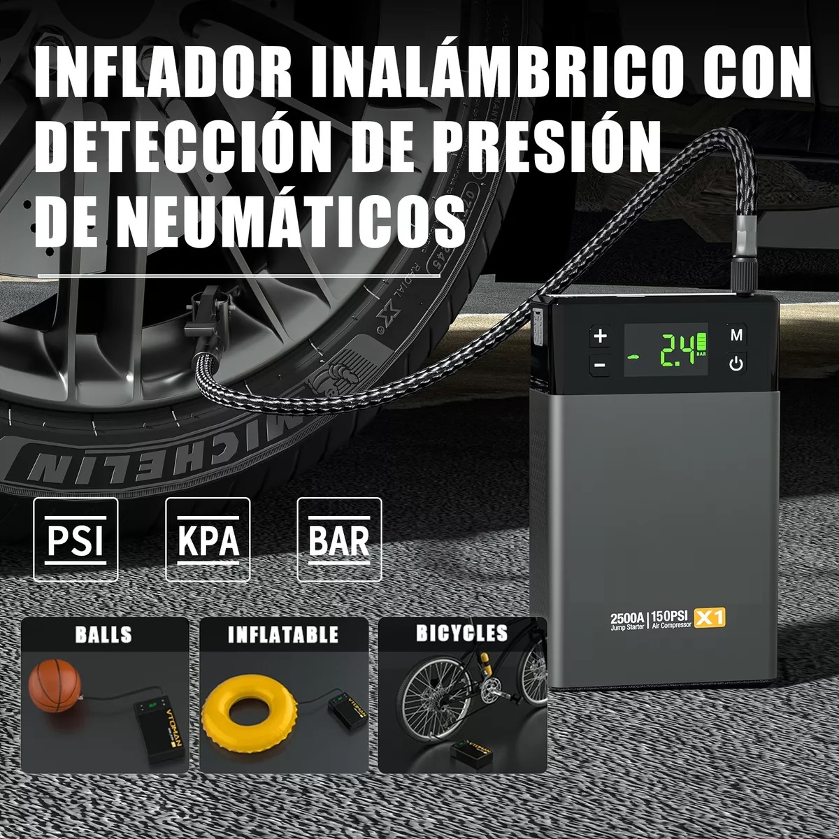 Arrancador De Batería X1 Portátil Compresor Inflador