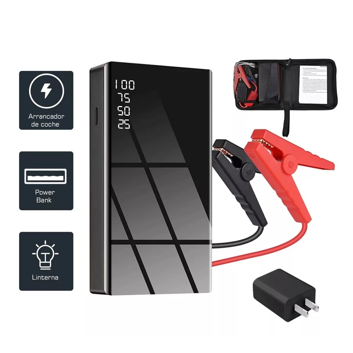 Arrancador De Auto Portátil Cargador Baterias De Emergencia