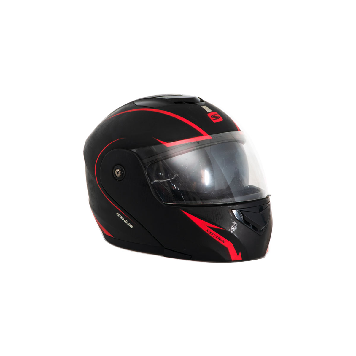 Casco Para Moto Abatible Genius Xl Negro Rojo