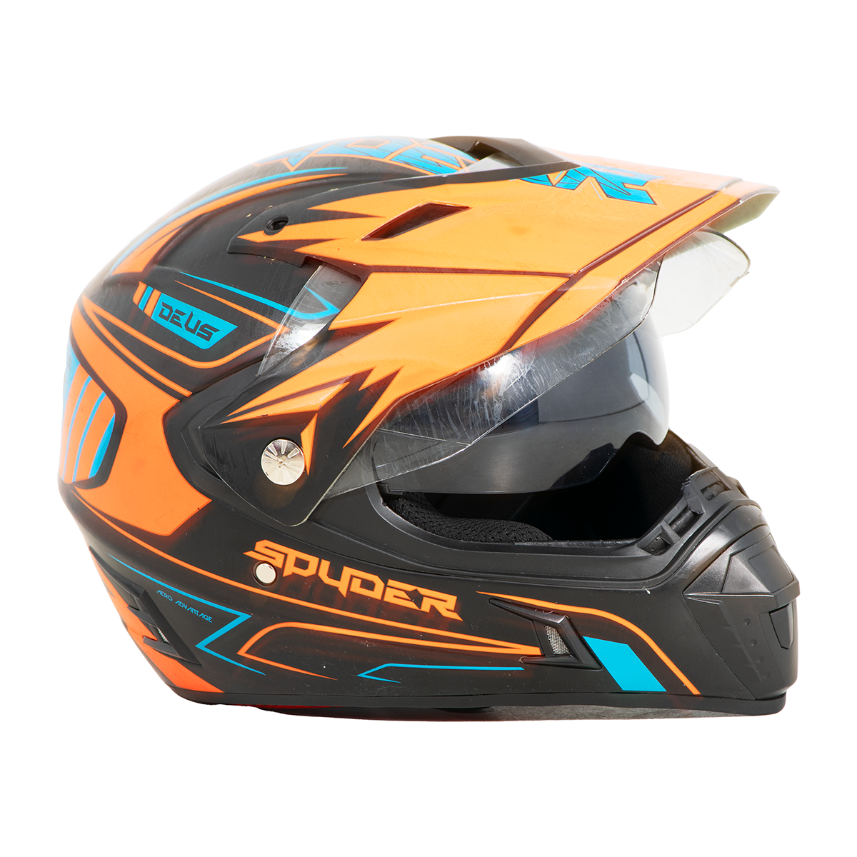 Casco Para Moto Off Road Deus XL Amarillo Azul Negro