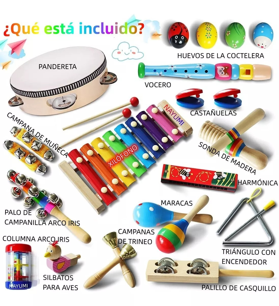 Instrumentos Musicales Percusión De Madera Para Niños 22pcs