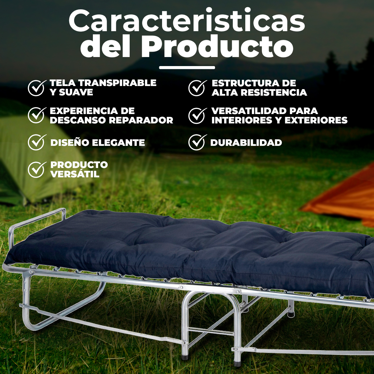 Catre Plegable Para Dormir Portátil Colchoneta De Camping.