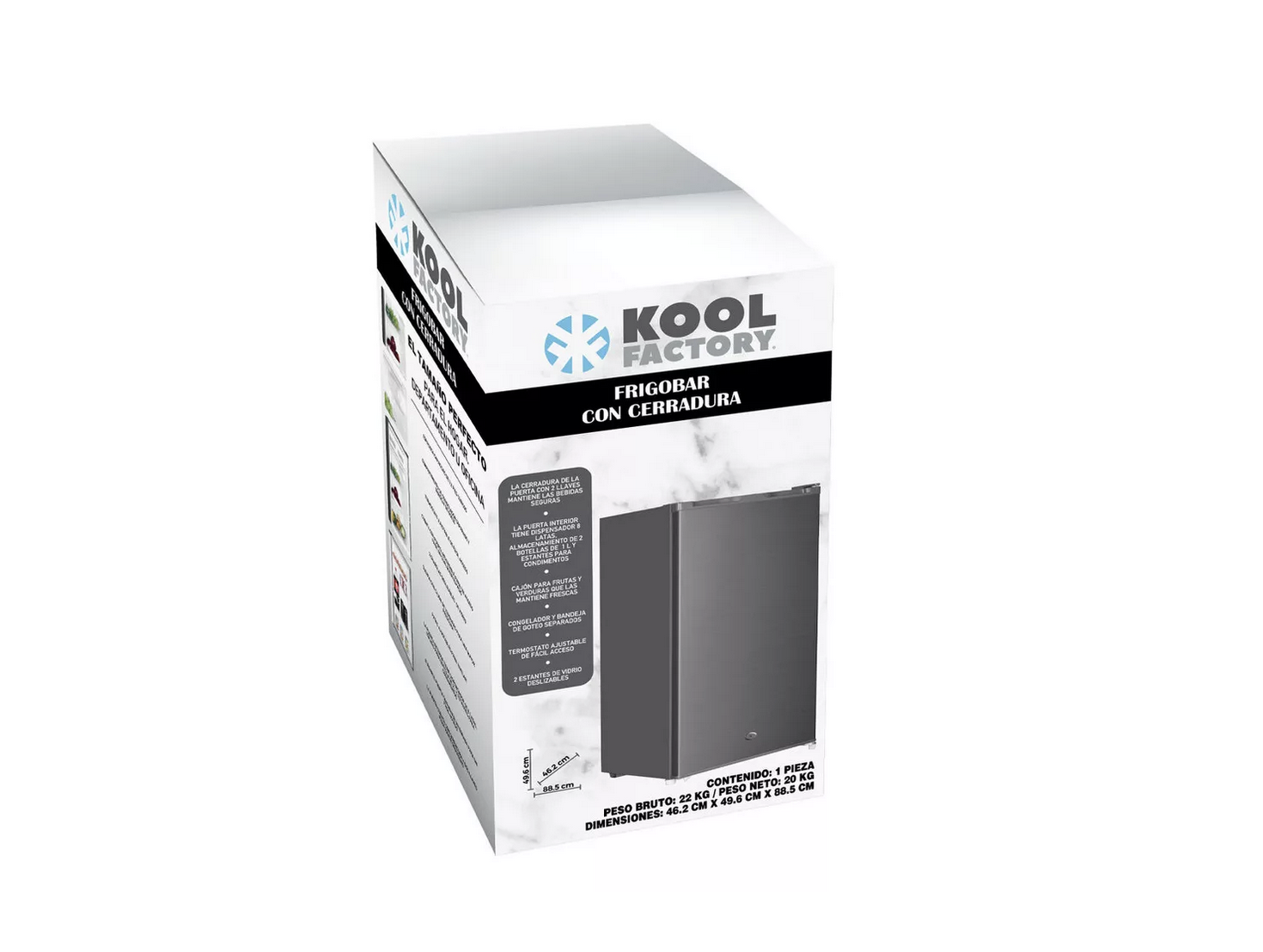 Frigobar Gris 3.2 Pies Con Cerradura Kool Factory