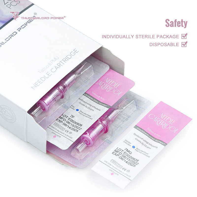 Cartuchos universales THUNDERLORD PINKY para pen rotativa 1005 Flat .30mm ideales para relleno de labios, relleno de estrías, efectos y sombreados