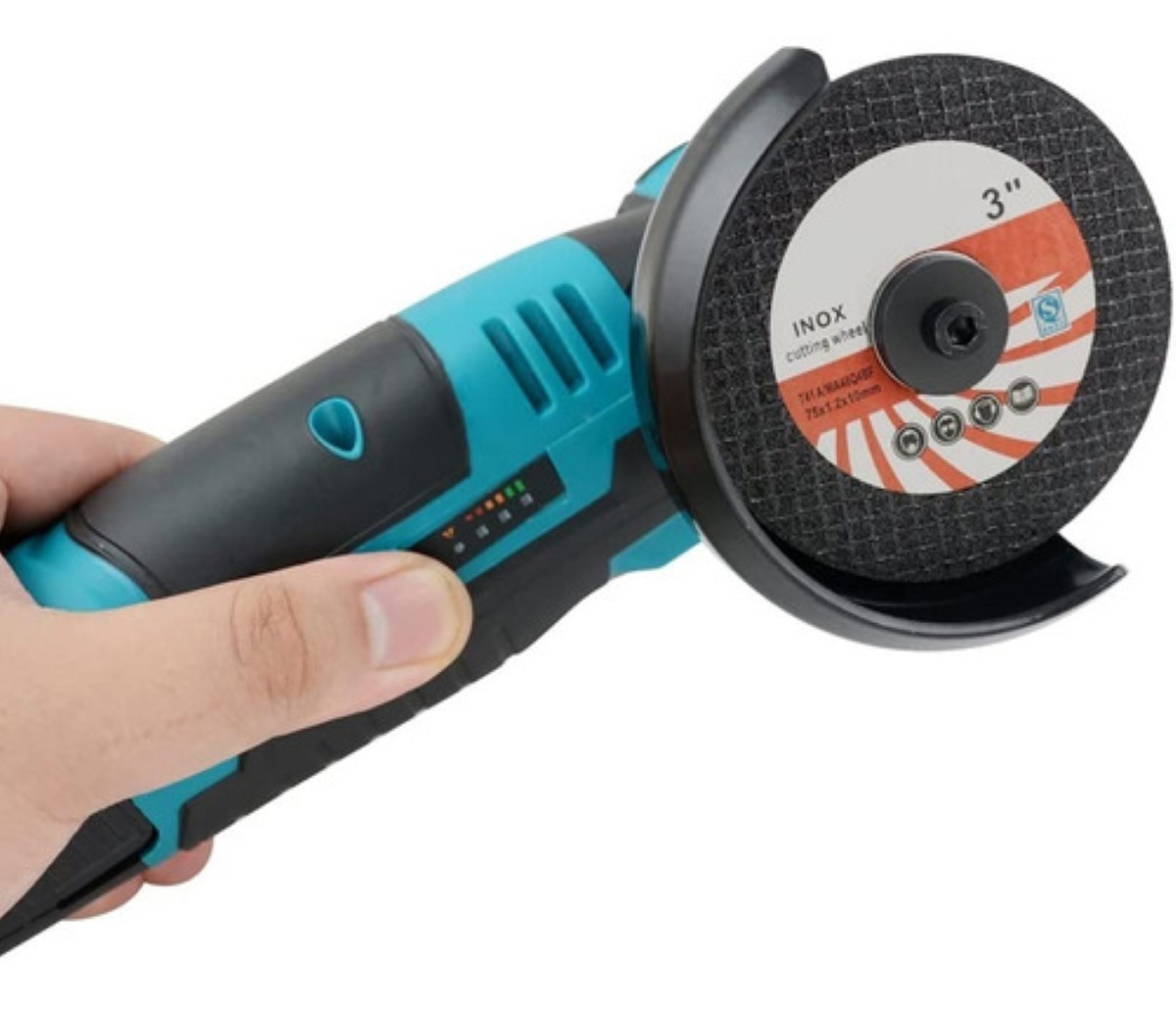 Mini Esmeril Angular Inalámbrica Pulidora 12v 75mm 2 Batería Azul/Negro