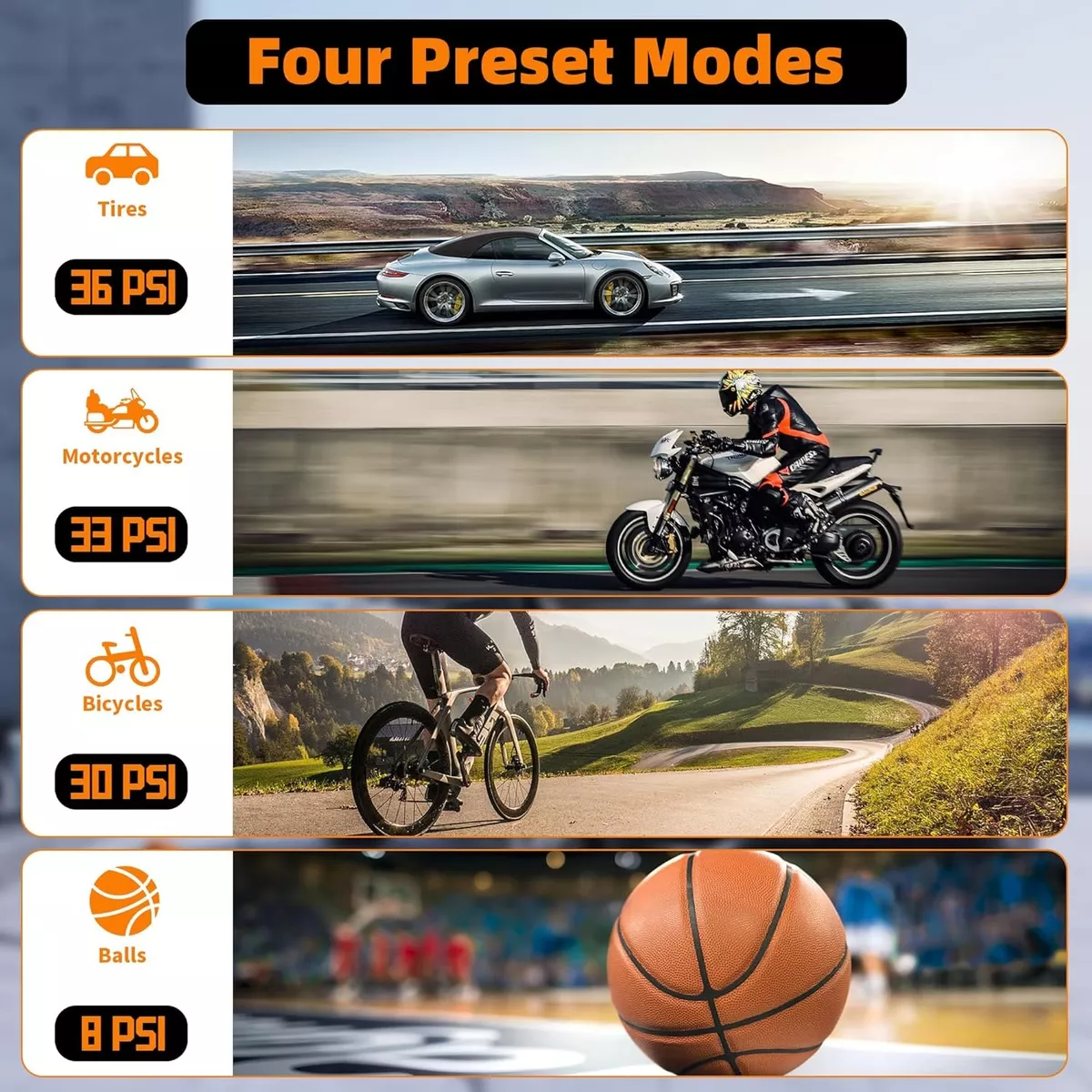 Compresor Inflador Llantas Para Auto Lcd Bomba Aire Portátil