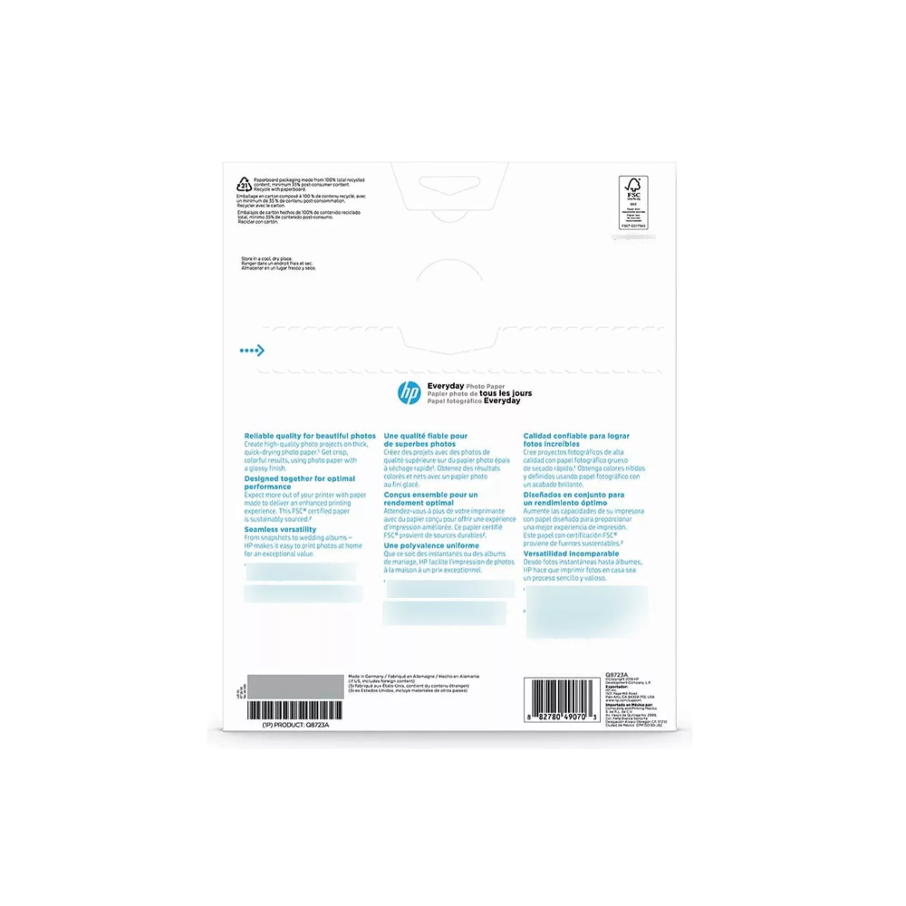 Papel Fotografico Hp 50 Hojas Tamaño Carta 200gr