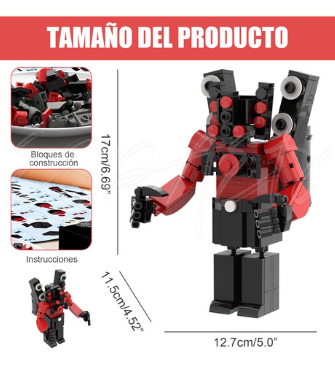 Juguetes De Bloques De Construcción De Inodoro Skibidi 1pcs ROJO
