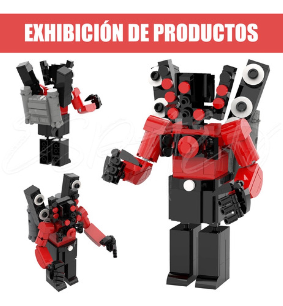 Juguetes De Bloques De Construcción De Inodoro Skibidi 1pcs ROJO