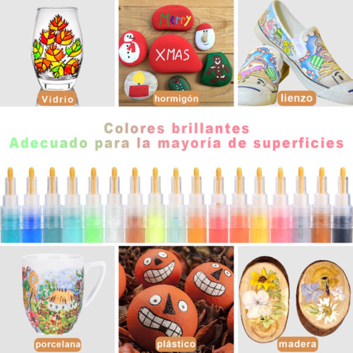 72 Plumones Punta Pincel Marcadores Acrílico Colores