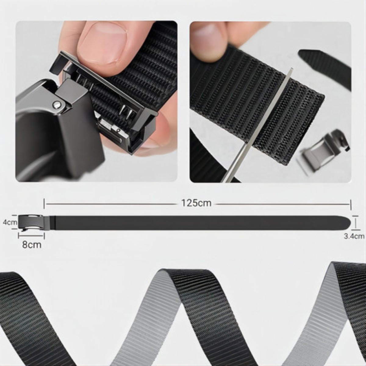 Cinturones Para Hombre Casual De 2pcs Beige/Negro