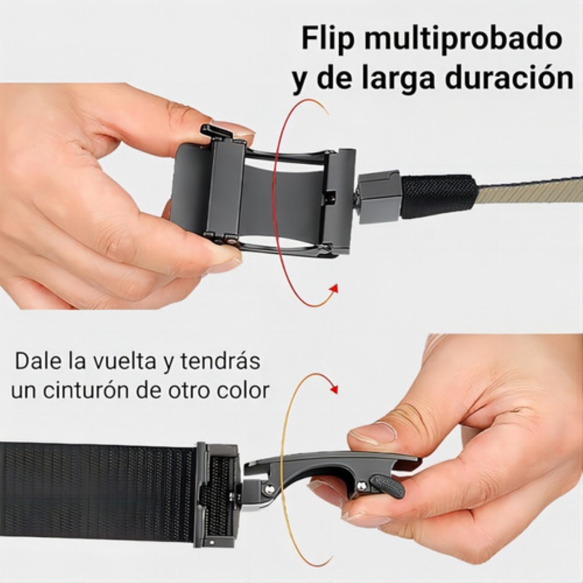 Cinturones Para Hombre Casual De 2pcs Beige/Negro