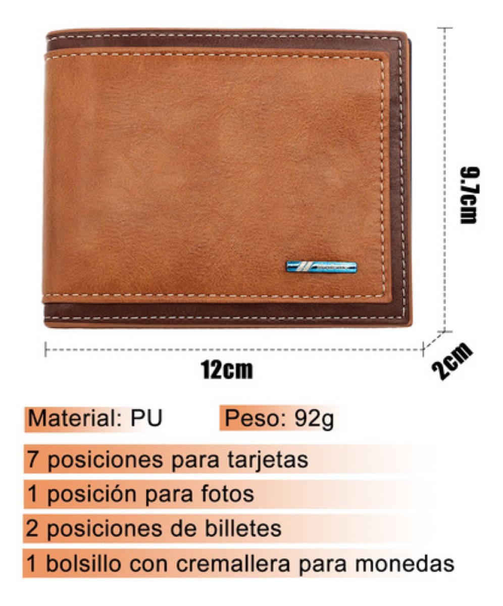 Cartera Para Hombre De Gran Capacidad Pu Billeteras Light coffee