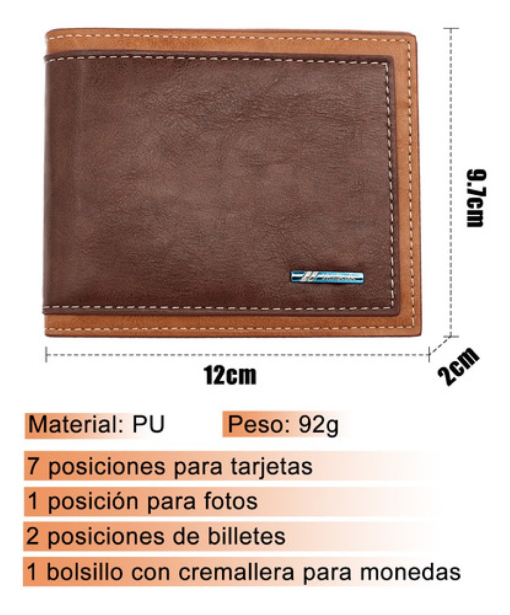 Cartera Para Hombre De Gran Capacidad Pu Billeteras Deep coffee
