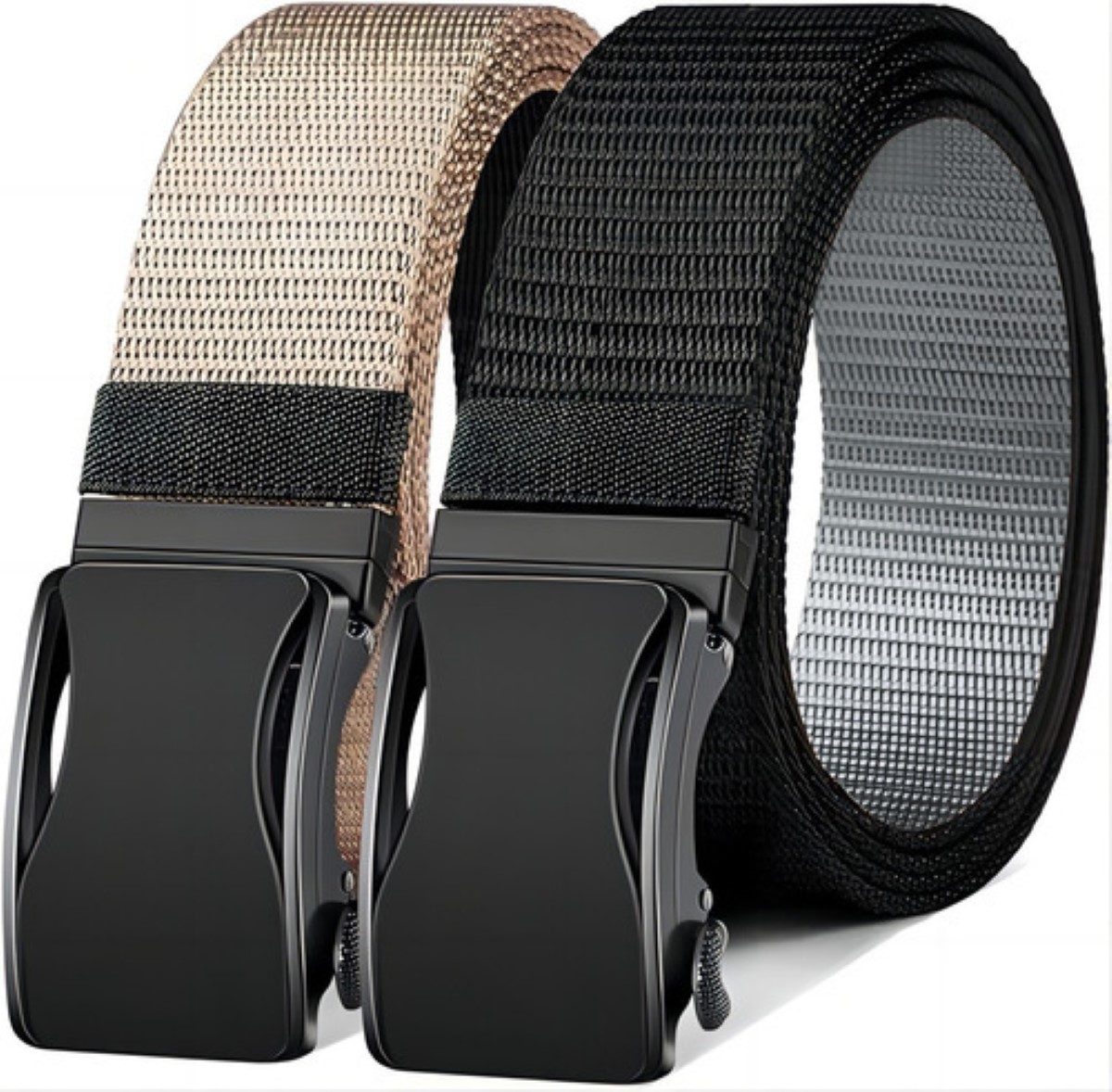 Cinturones Para Hombre Casual De 2pcs Beige/Negro