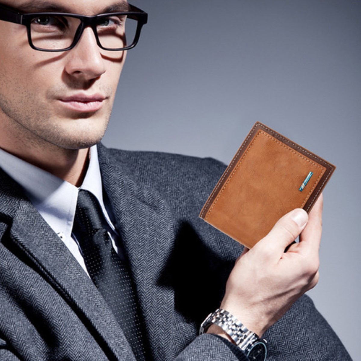 Cartera Para Hombre De Gran Capacidad Pu Billeteras Light coffee