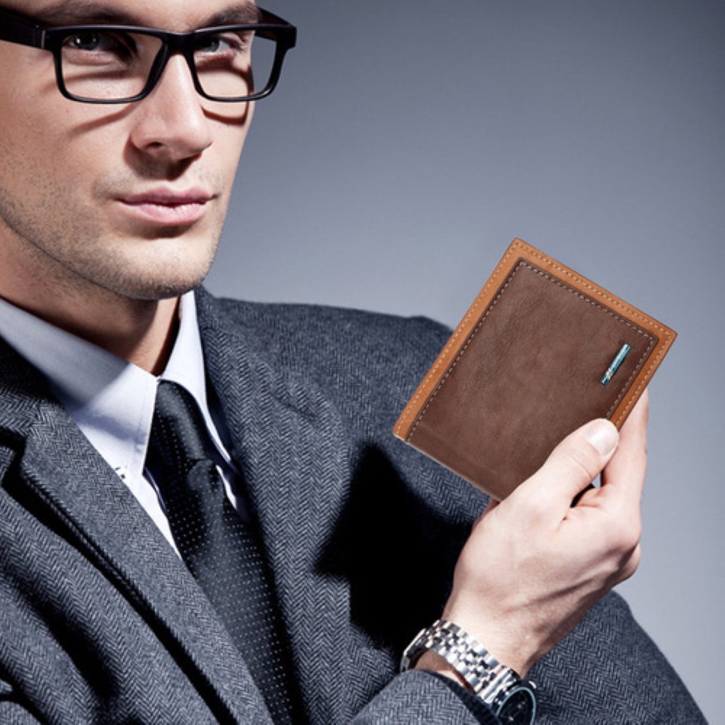 Cartera Para Hombre De Gran Capacidad Pu Billeteras Deep coffee