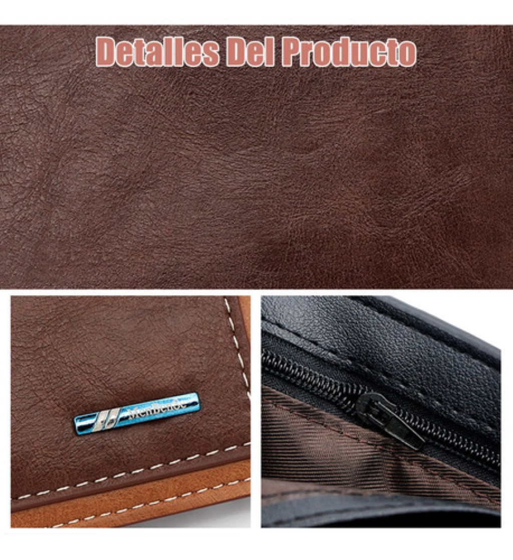 Cartera Para Hombre De Gran Capacidad Pu Billeteras Deep coffee