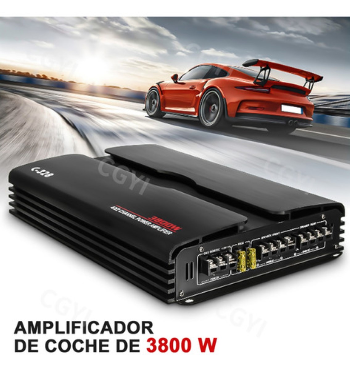 Amplificador De Audio Woofer Para Carro Auto 4 Canales 3800w Negro