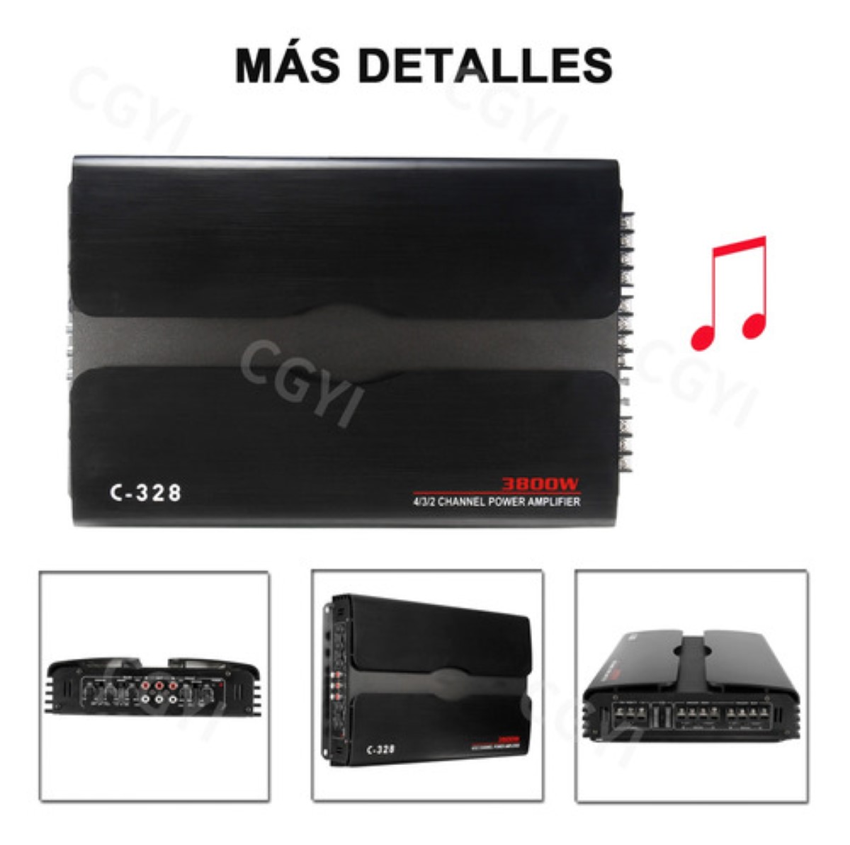 Amplificador De Audio Woofer Para Carro Auto 4 Canales 3800w Negro