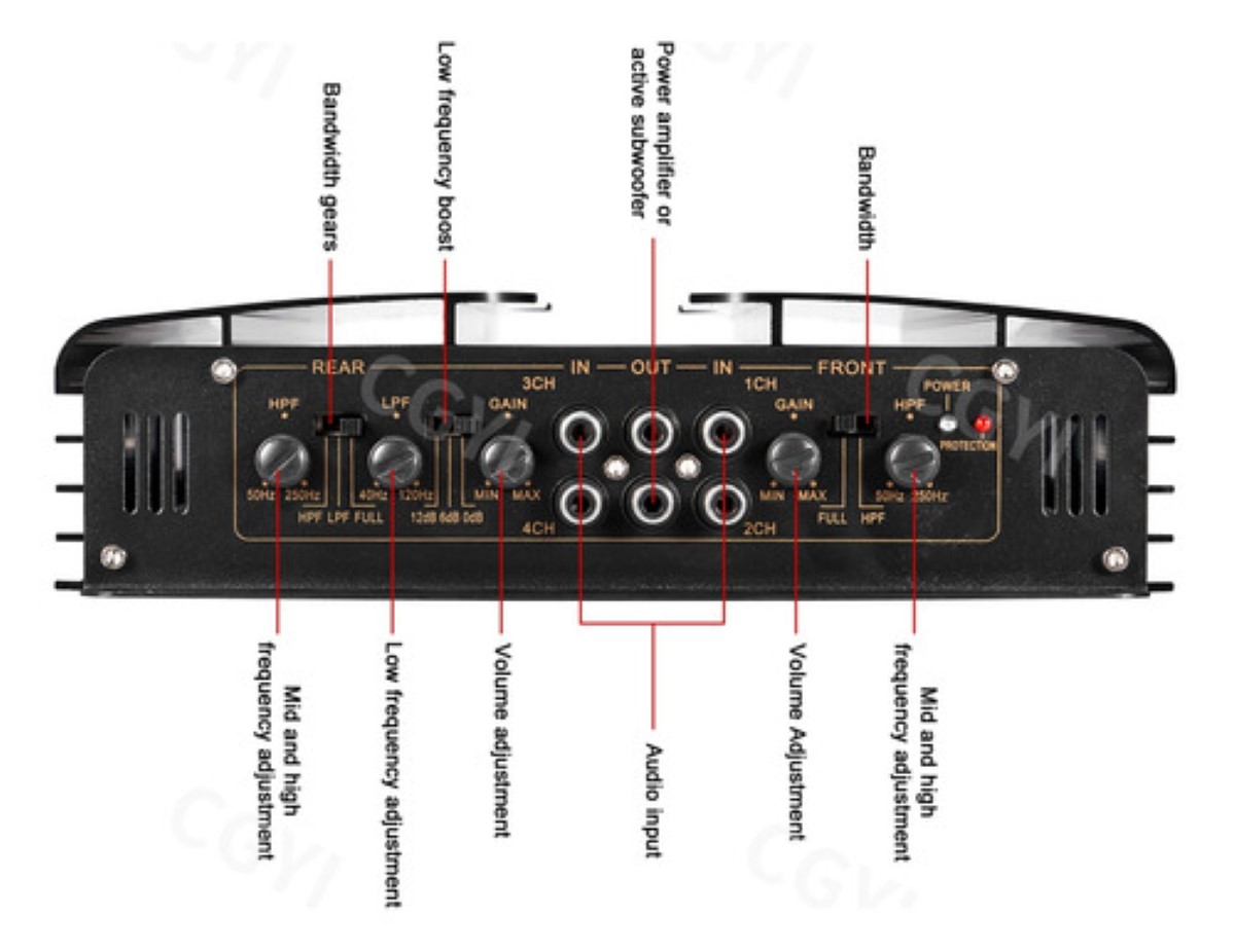 Amplificador De Audio Woofer Para Carro Auto 4 Canales 3800w Negro