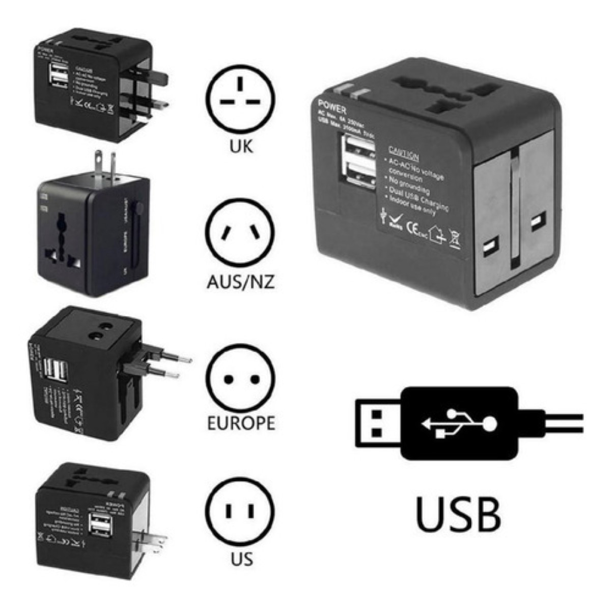 Adaptador De Corriente Clavija Universal Internacional Viaje