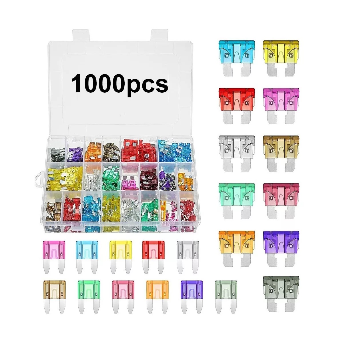 Kit 1000 Piezas Fusibles Coche Automotriz Con Caja