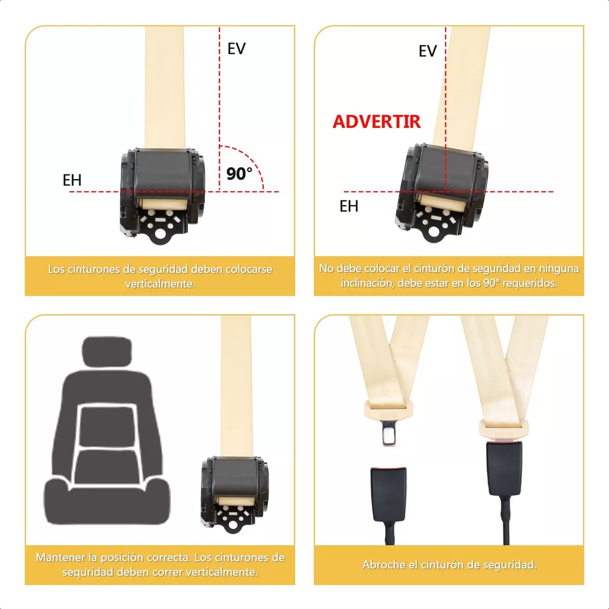 Par Cinturón De Seguridad Retráctil De Tres Puntos Beige