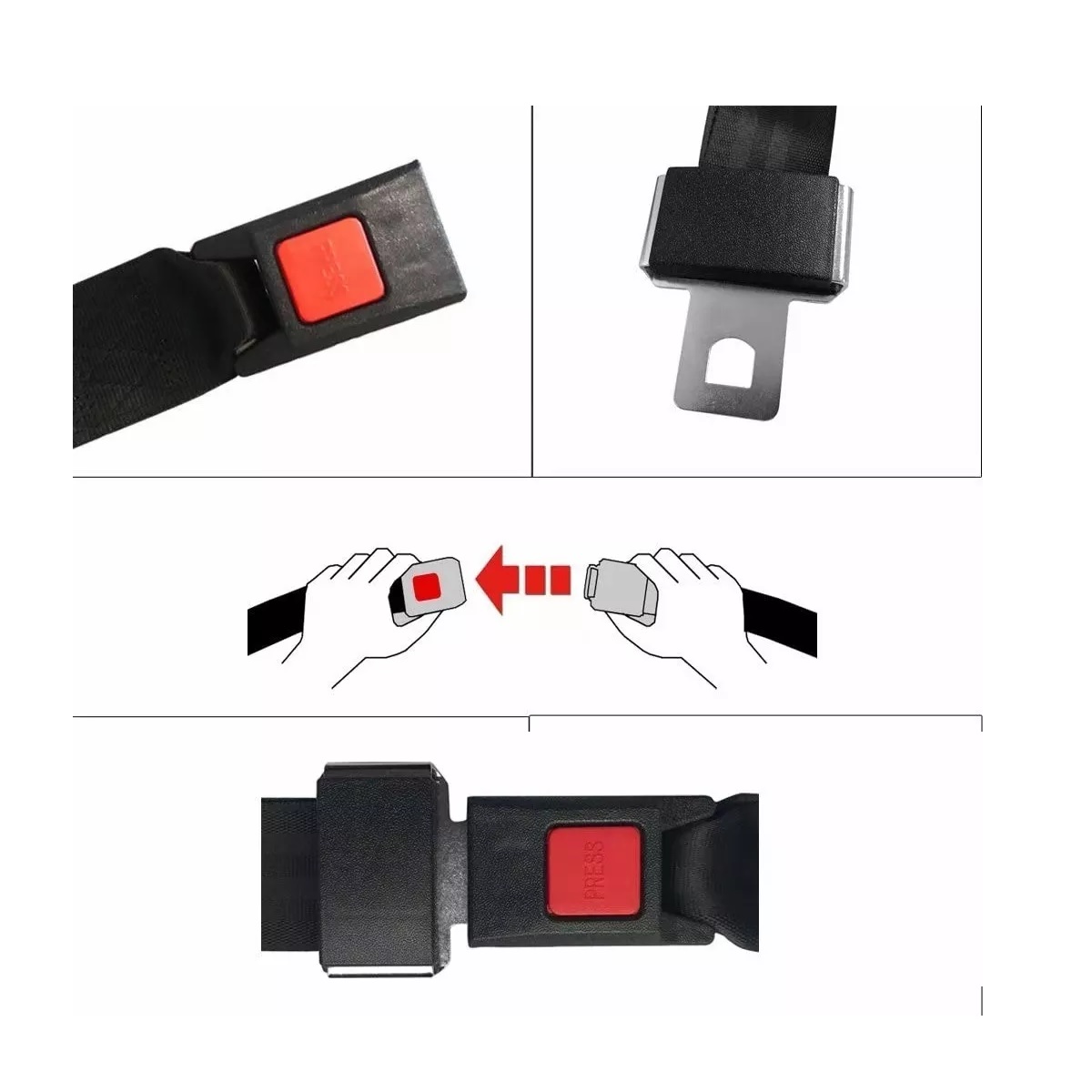 Set 3 Pcs Cinturón De Seguridad De 3 Puntos Con 6 Tornillos