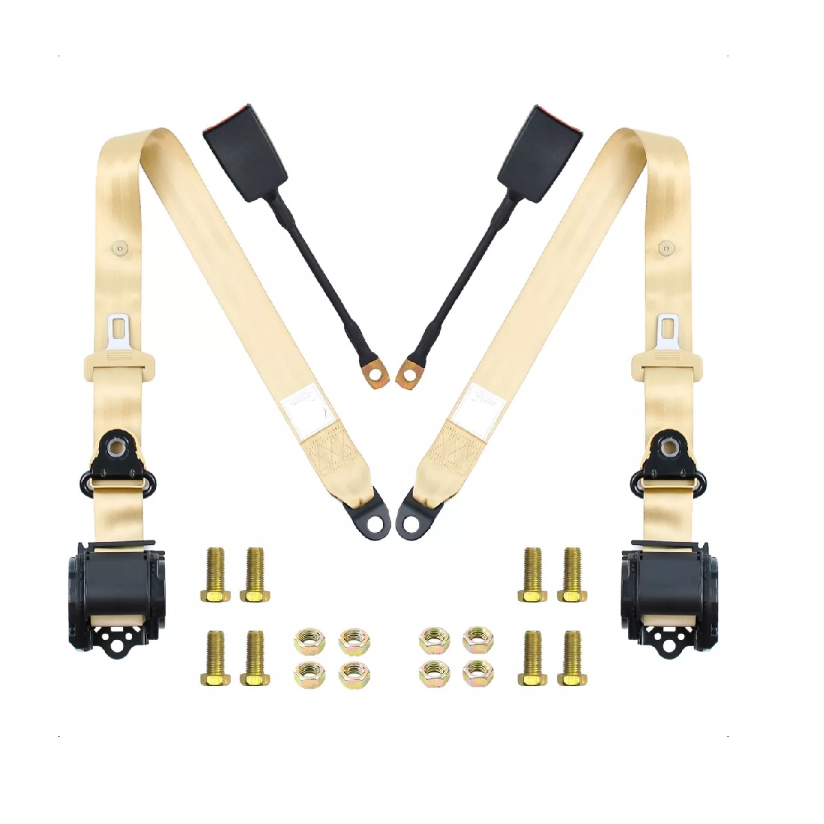 Par Cinturón De Seguridad Retráctil De Tres Puntos Beige